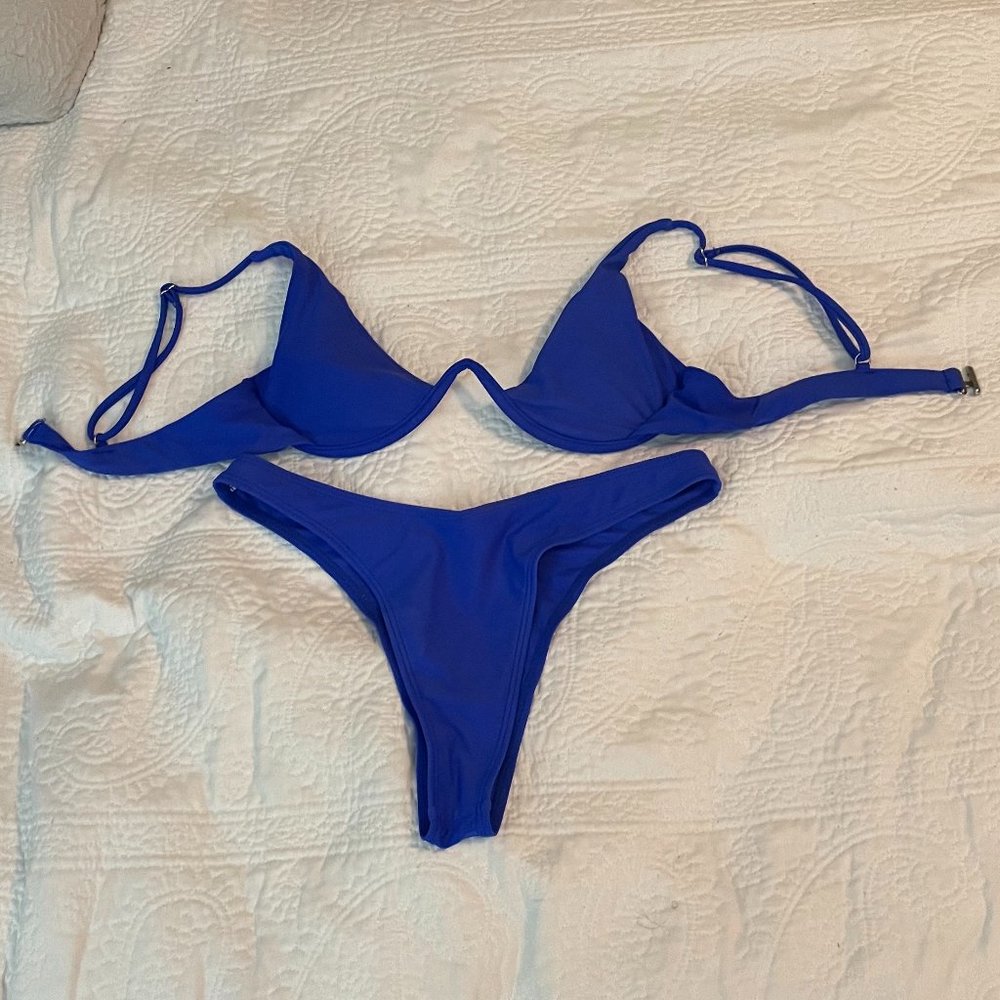 Women's SHEIN Royal Blue Cheeky Bikini Set